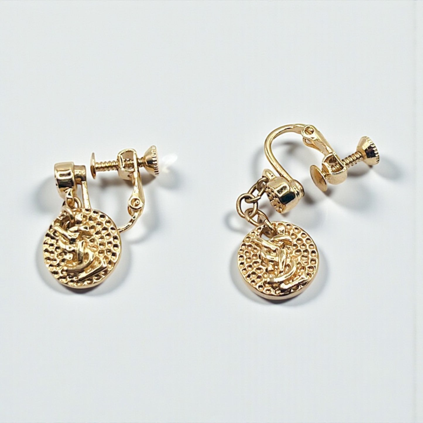 Vintage Yves Saint Laurent Gold Plated Clip-On Drop Earrings- Early 2000’s