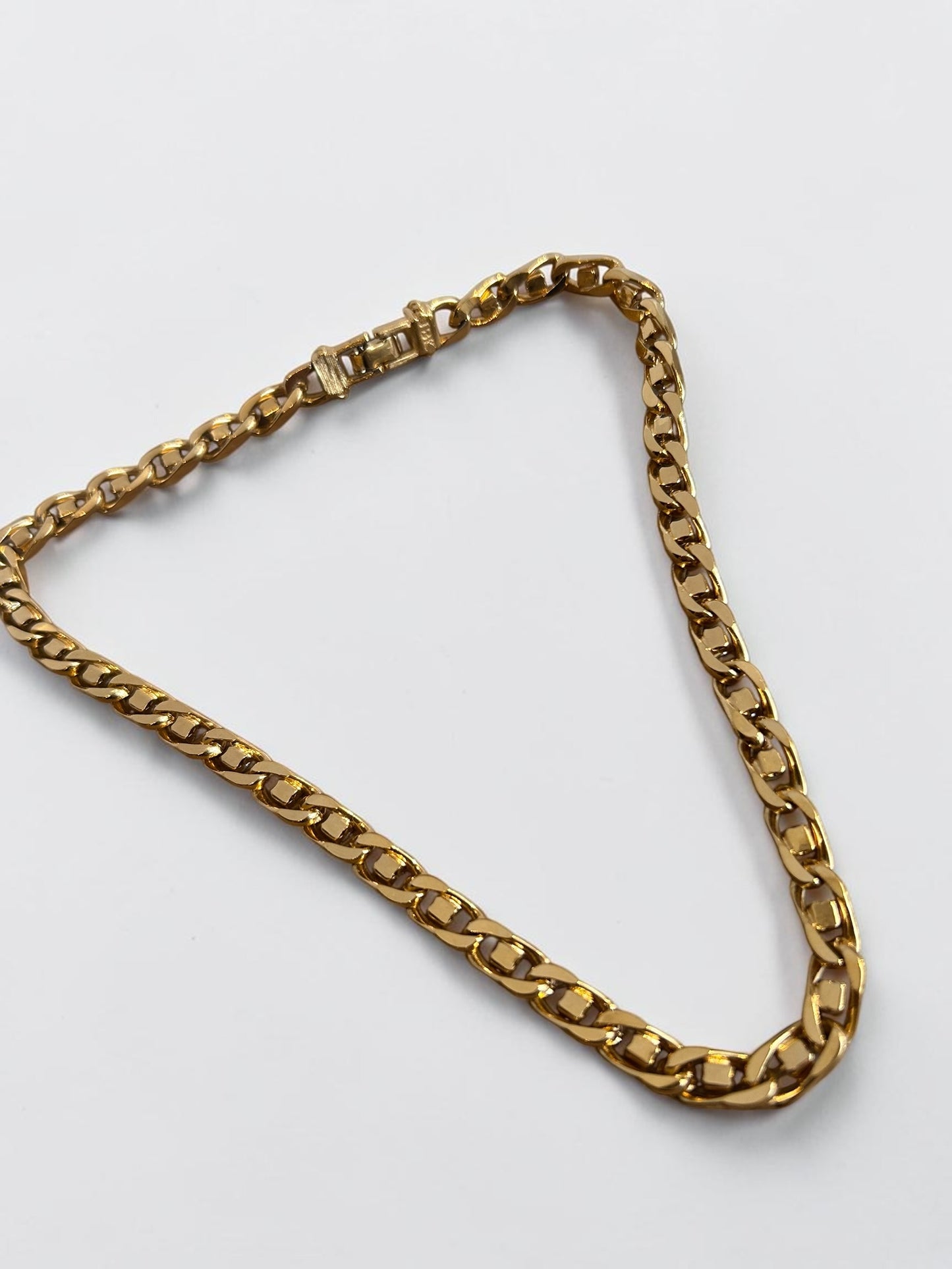 Vintage GK Gold Plated Crystal Cuban Link Necklace|80s