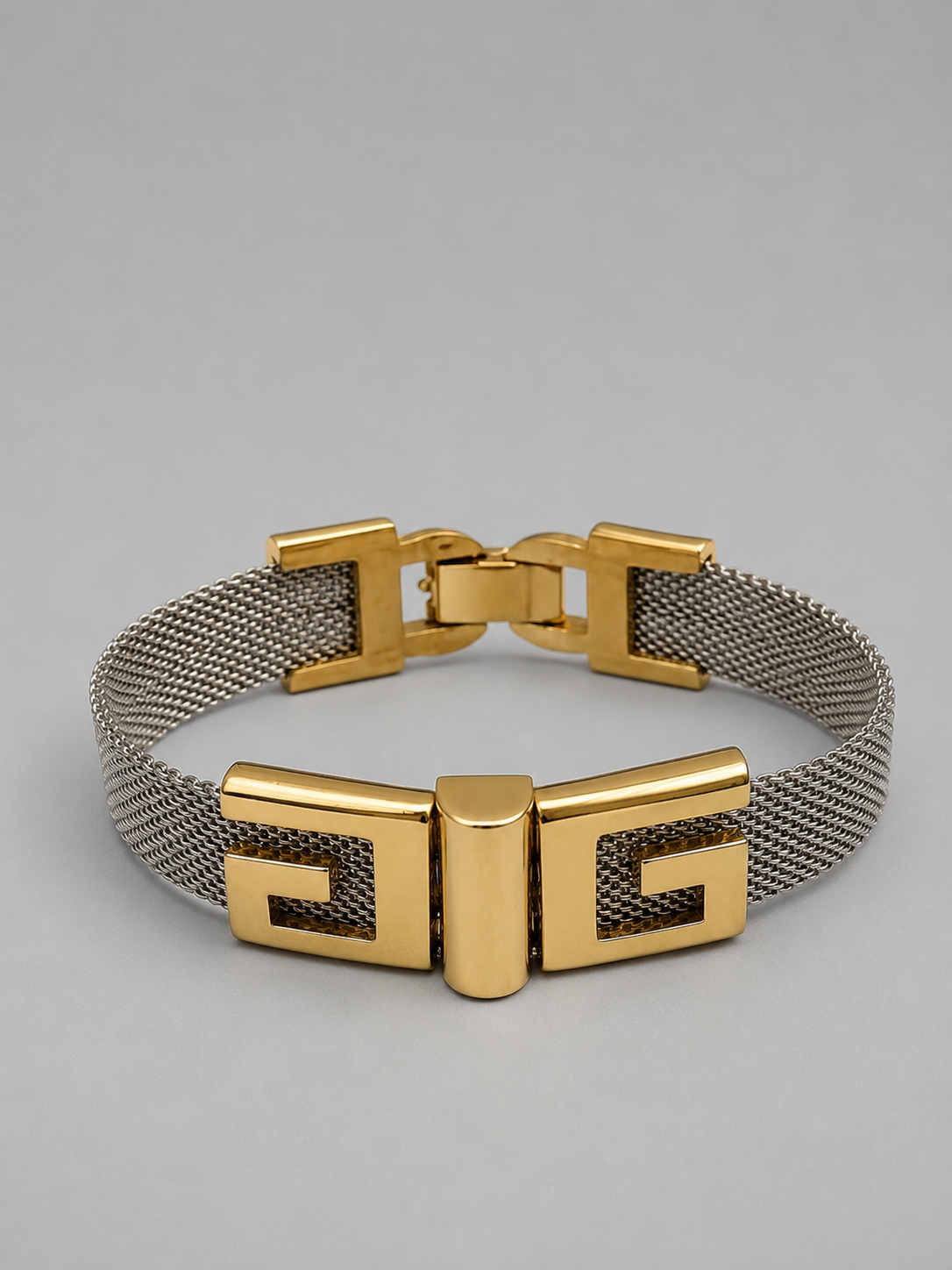 Vintage Givenchy Two-Tone Mesh Greek G Bracelet|1978