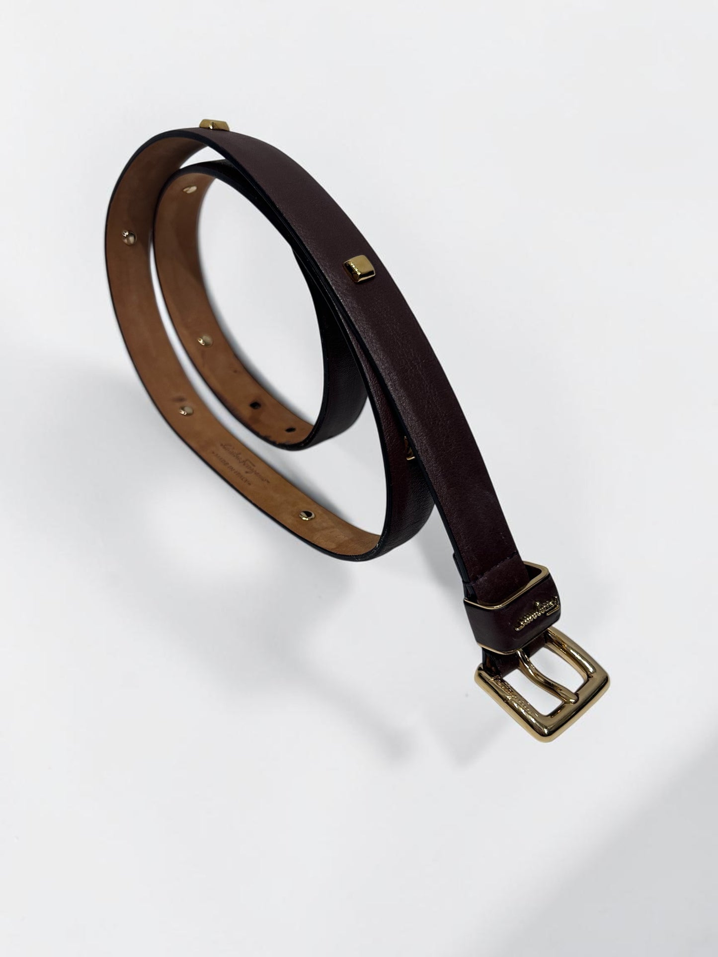 Salvatore Ferragamo Studded Leather Belt