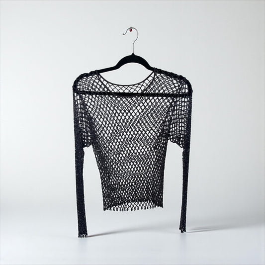 Vintage 90s Black Fishnet Top