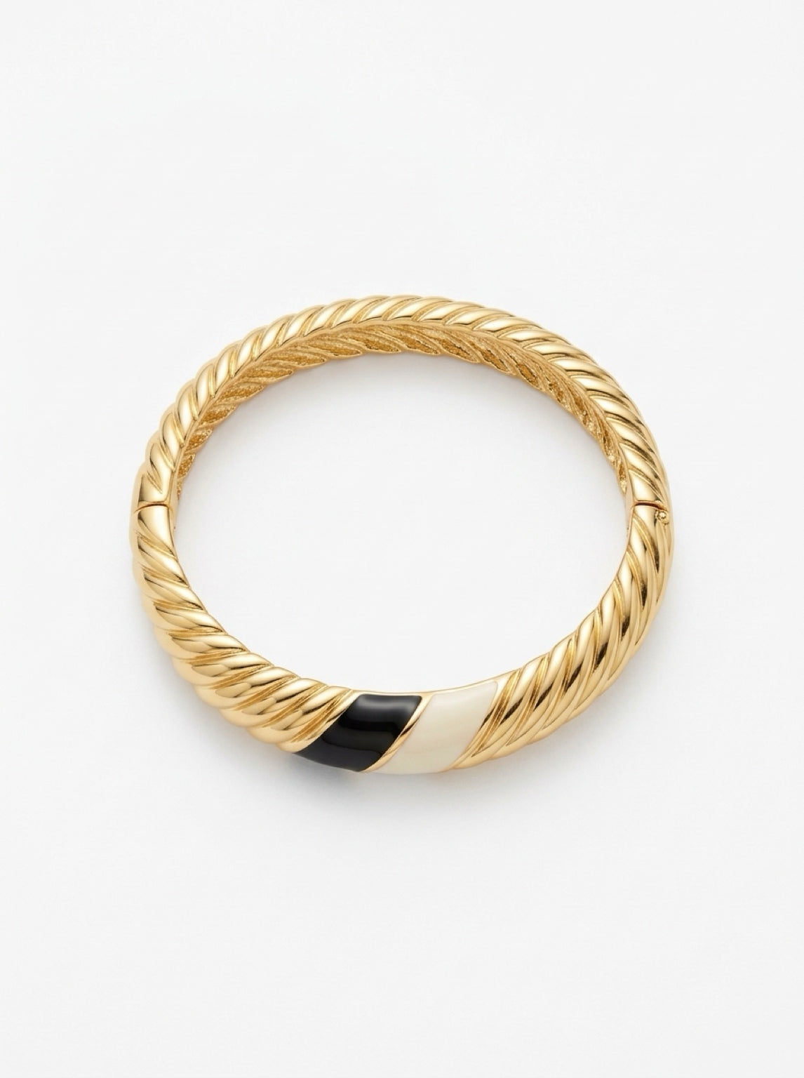 Vintage Gold Plated Twisted Enamel Bangle| 1990s