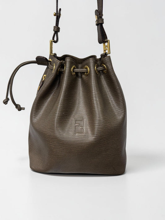 Vintag Fendi  Brown Leather Bucket Bag| Late 90s–Early 2000
