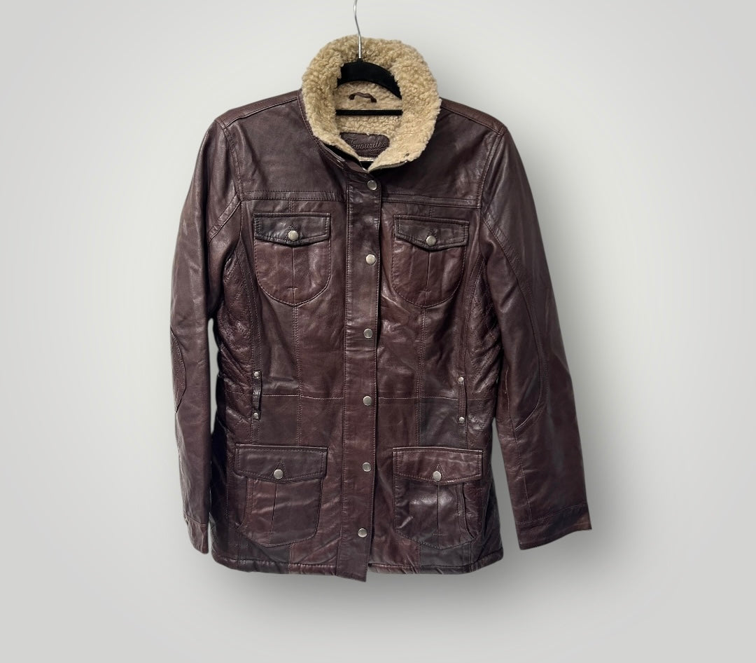 Fiorentino’s Brown Leather Jacket with Shearling Lining