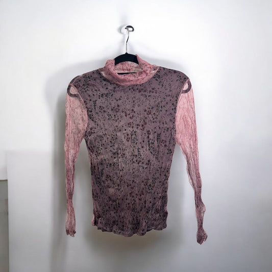Vintage Italian Floral Mesh Top with Black Inner Lining