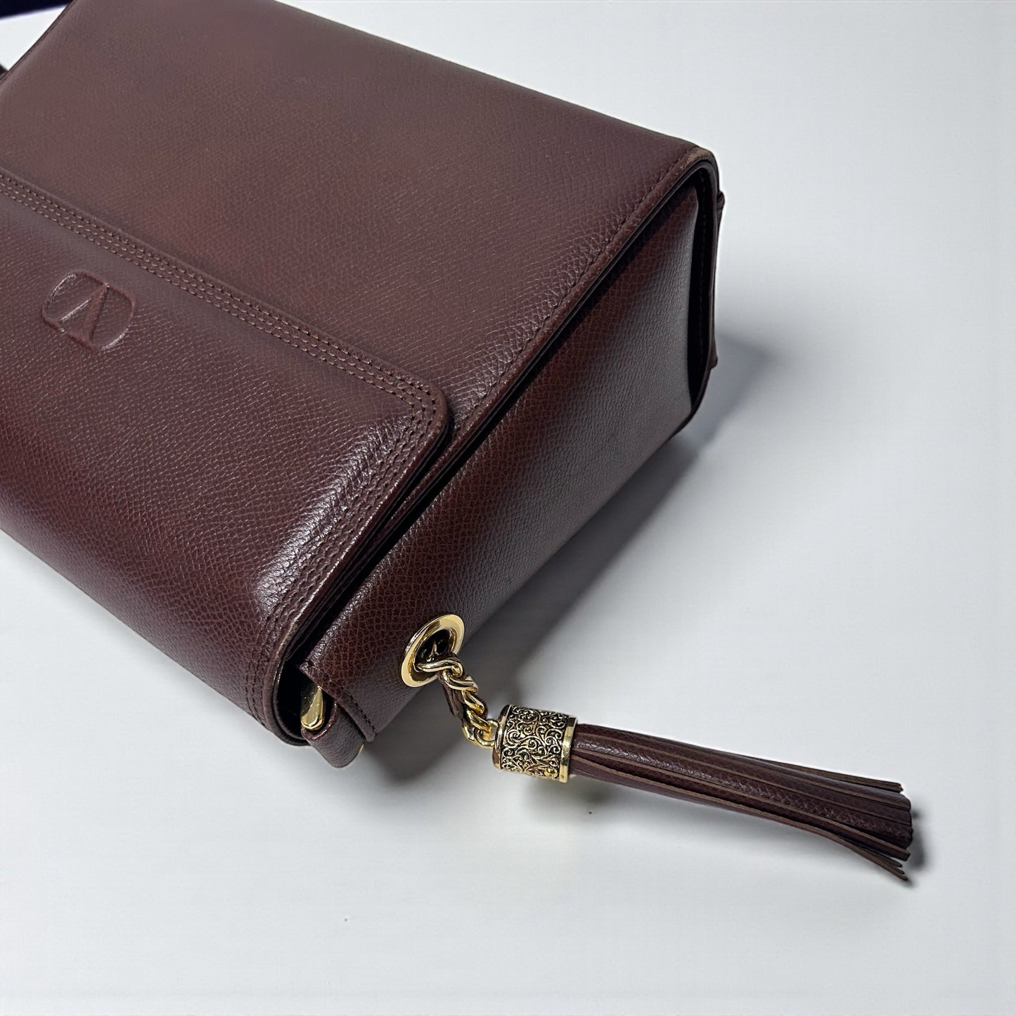 Vintage Valentino Brown Leather Crossbody Bag with Tassel Detail