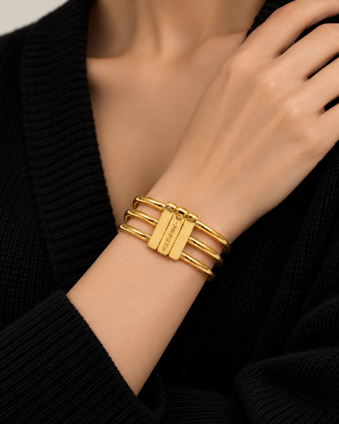 Vibes Givenchy Gold-Plated Triple Row Bangle Bracelet | 1990s