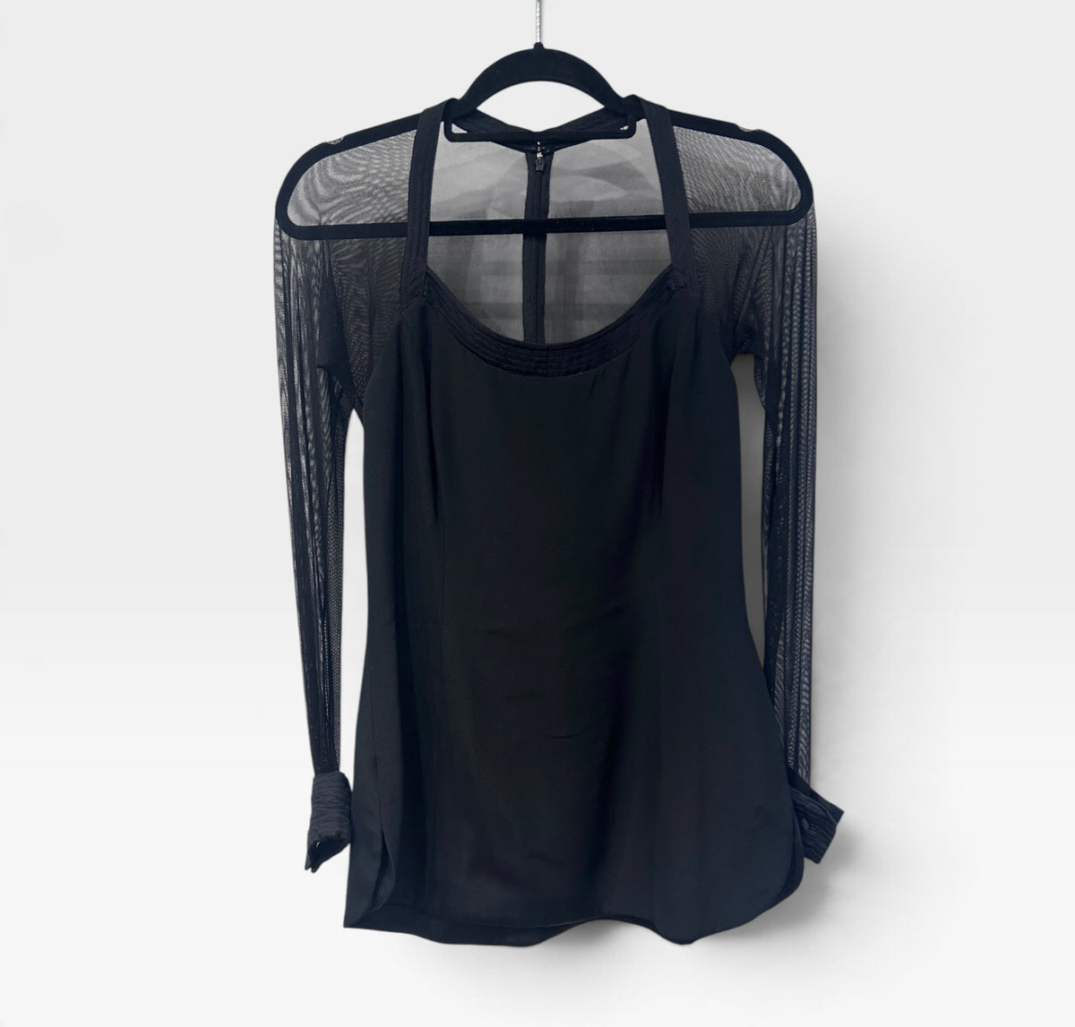 Vera Wang Black Sheer Sleeve Mini Dress / Top | Early 2000s