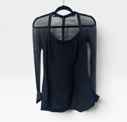 Vera Wang Black Sheer Sleeve Mini Dress / Top | Early 2000s