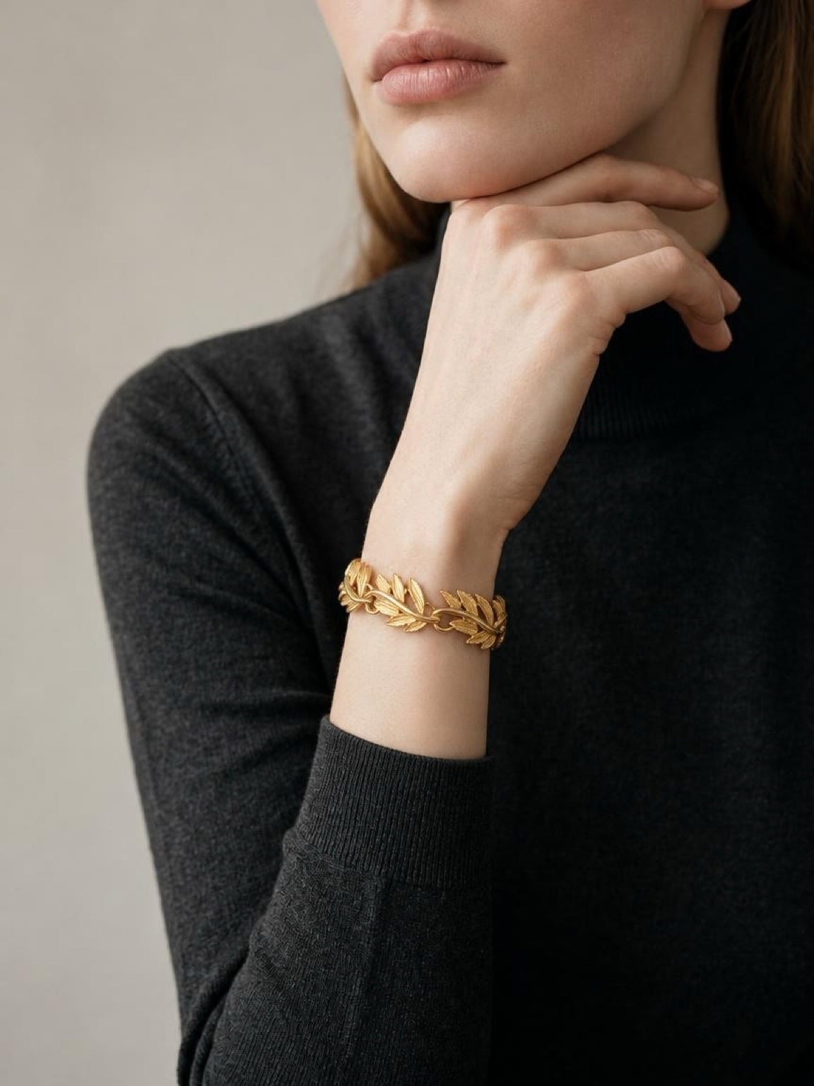Vintage Gold-Plated Leaf Bracelet | 1990s