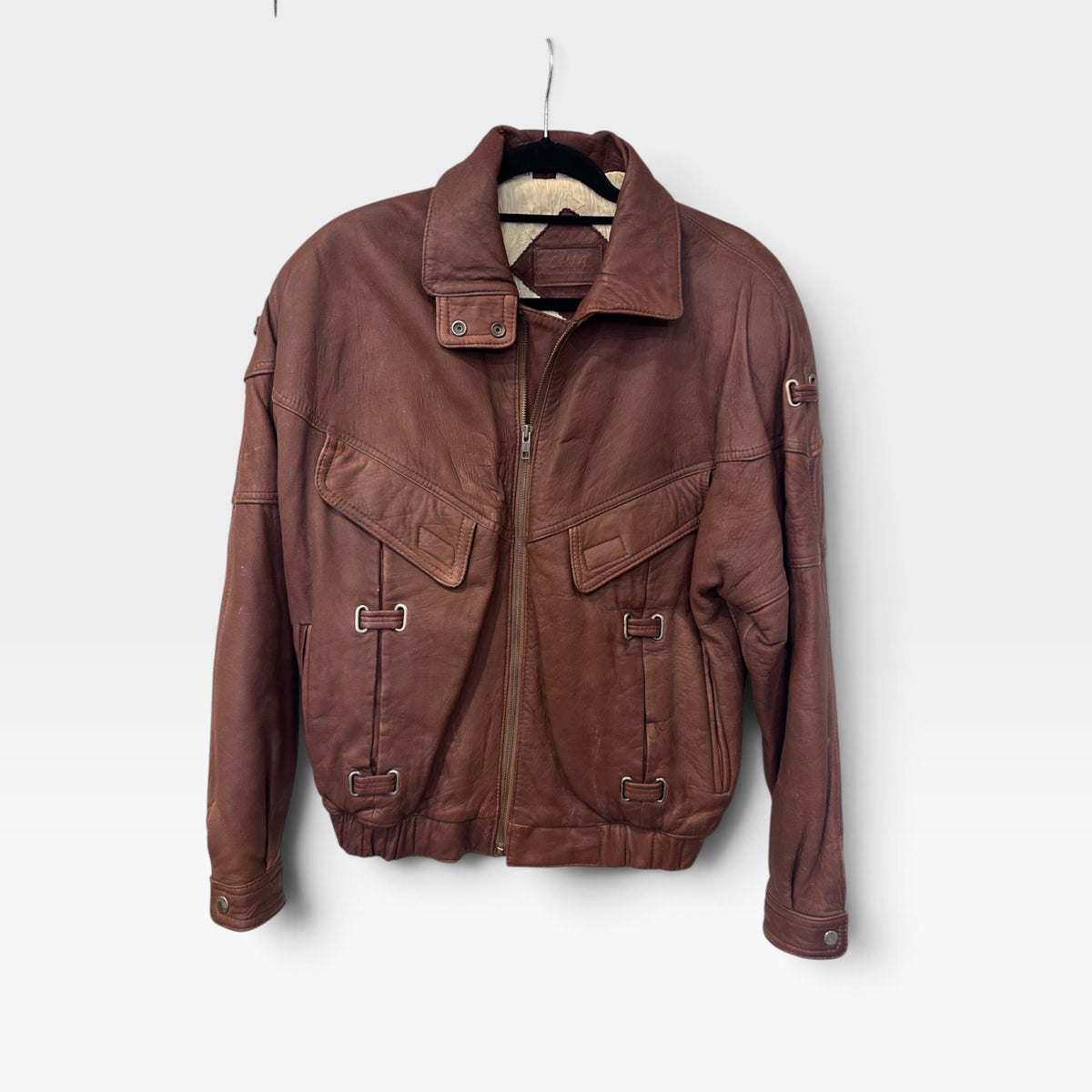 Vintage Brown Leather Bomber Jacket | Late 1980s