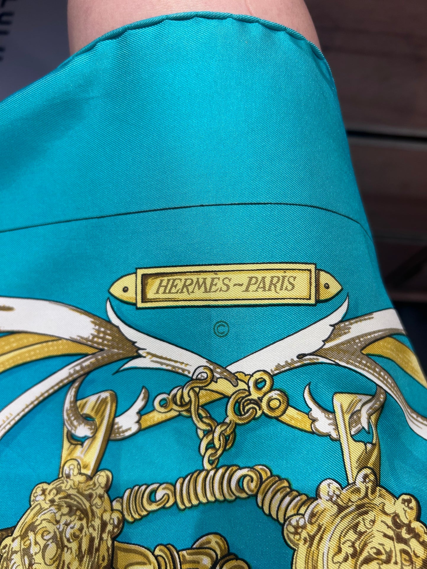 Vintage Hermès “Le Mors à la Connétable” Silk Scarf – Turquoise | Mid 1980s