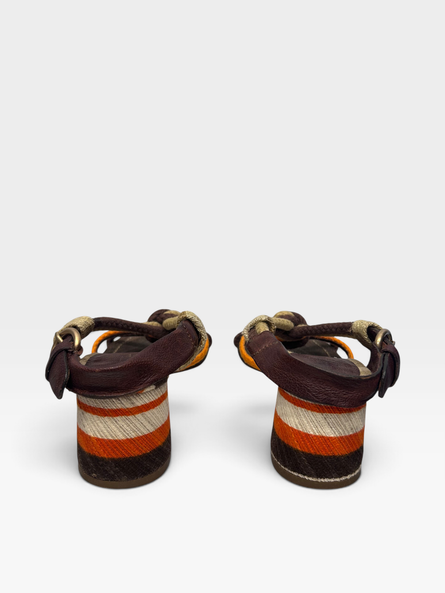 Vintage Miu Miu Rope & Leather Block Heel Sandals |Early 2000s