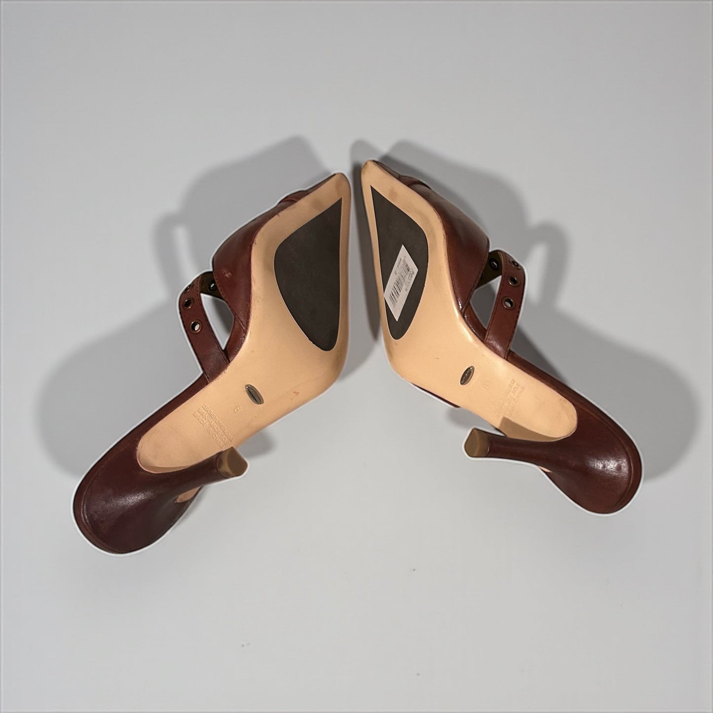 Tony Bianco Brown Leather Studded Mules, Early 2000s