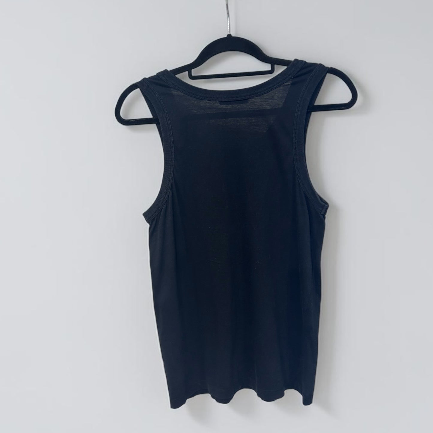 Vintage Prada Black Cotton Logo Tank Top|Early 2000