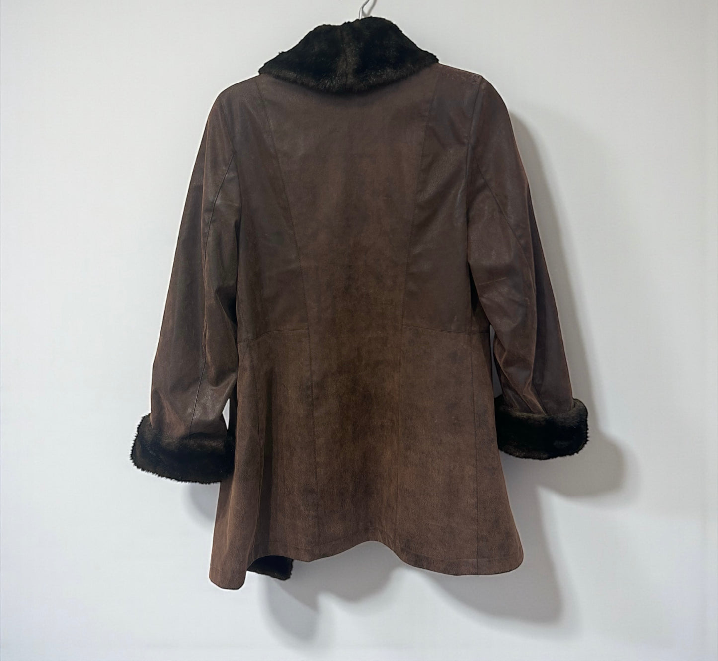 Vintage Penny Lane Style Brown Coat with Faux Fur Trim