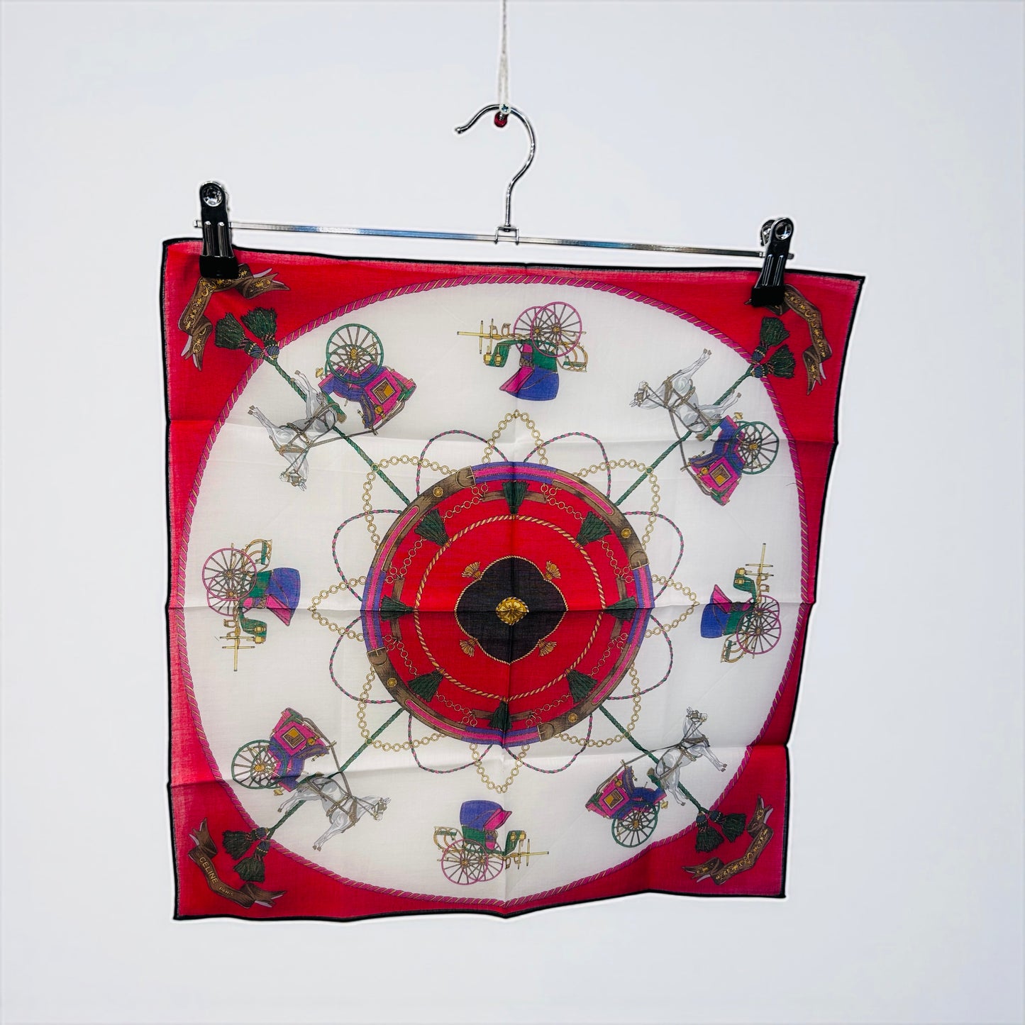 Vintage Celine Horse Carriage Handkerchief