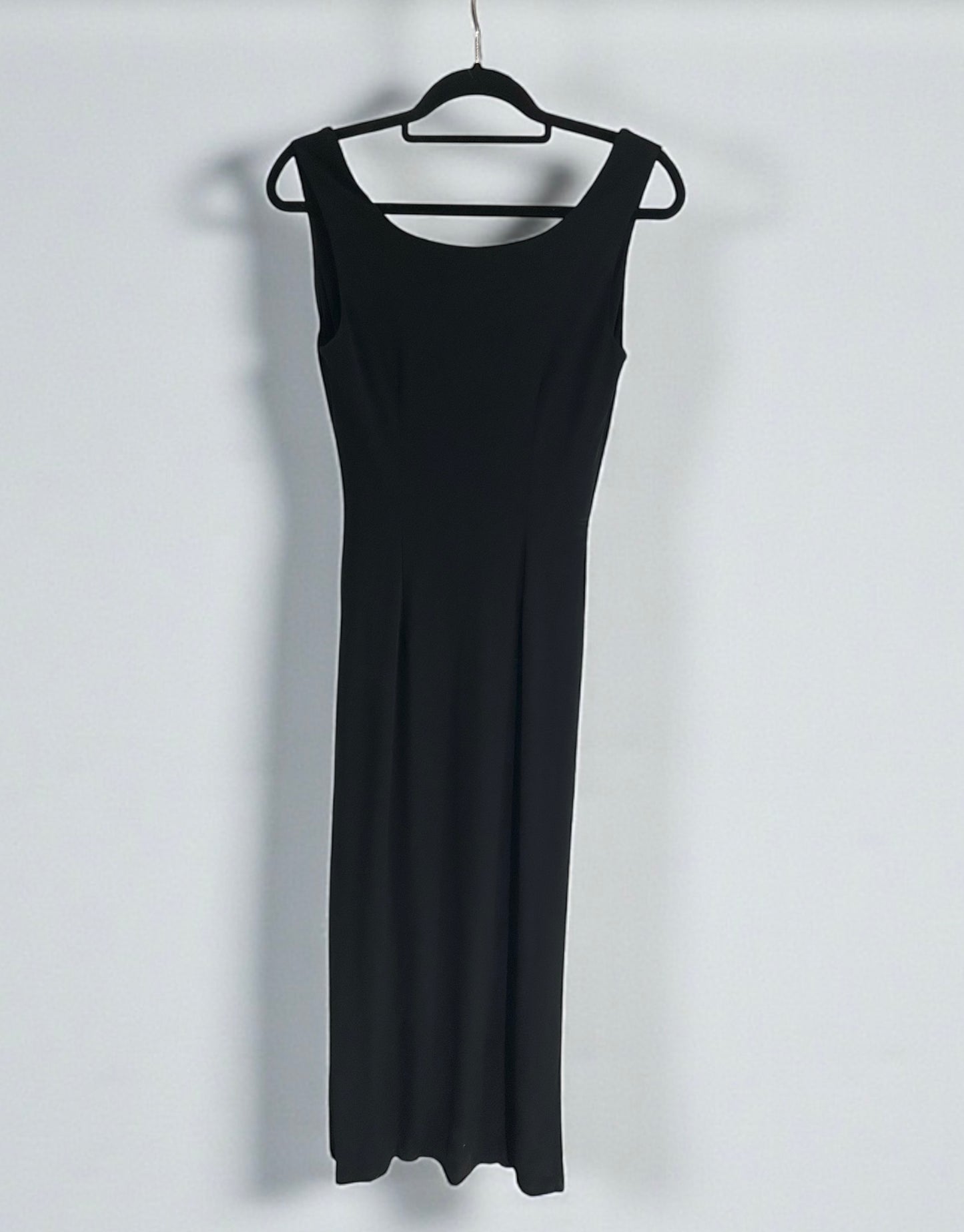 1990s Black Draped Maxi Dress