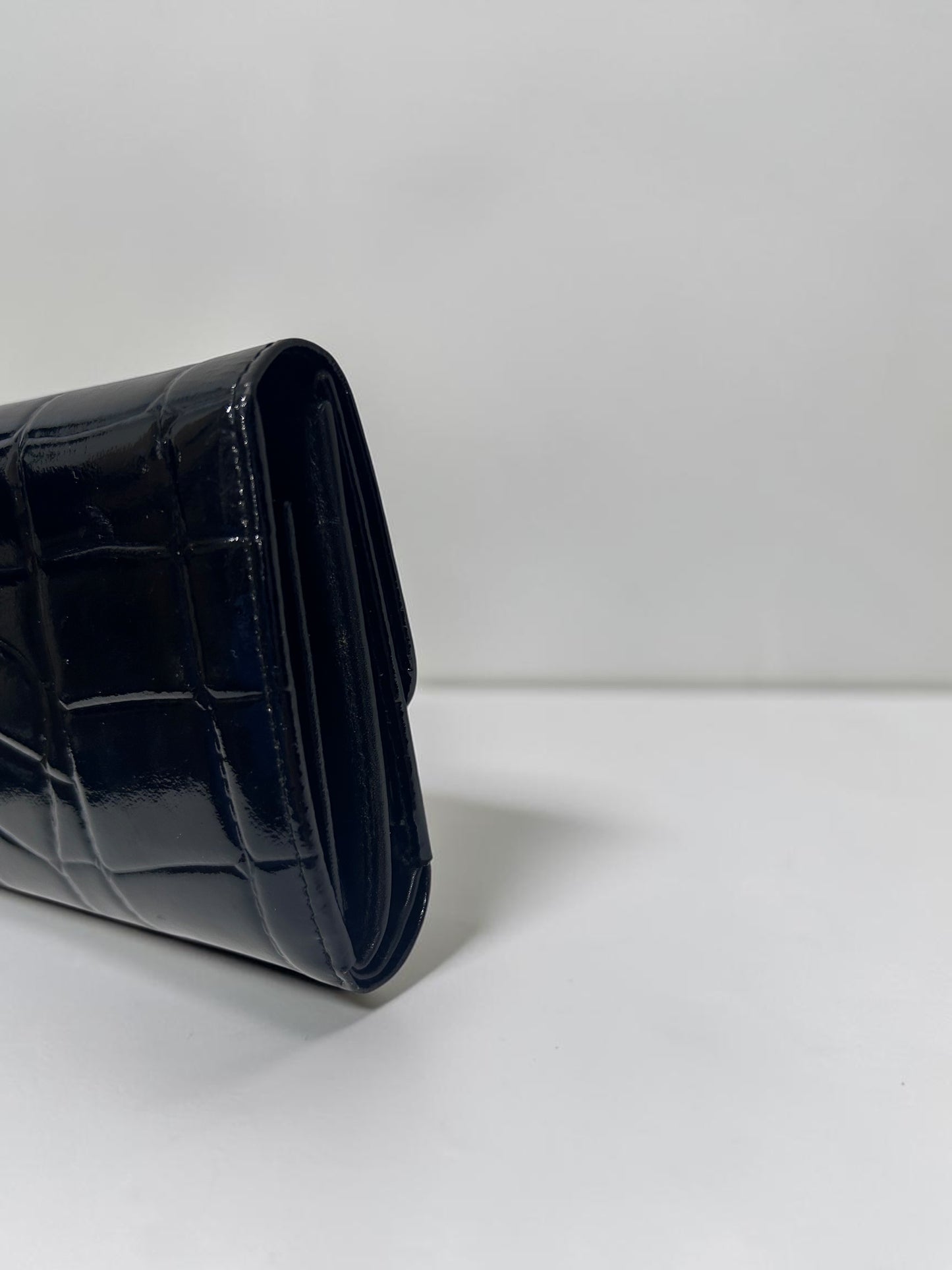 Gianni Versace Croc-Embossed Patent Leather Wallet |1990s