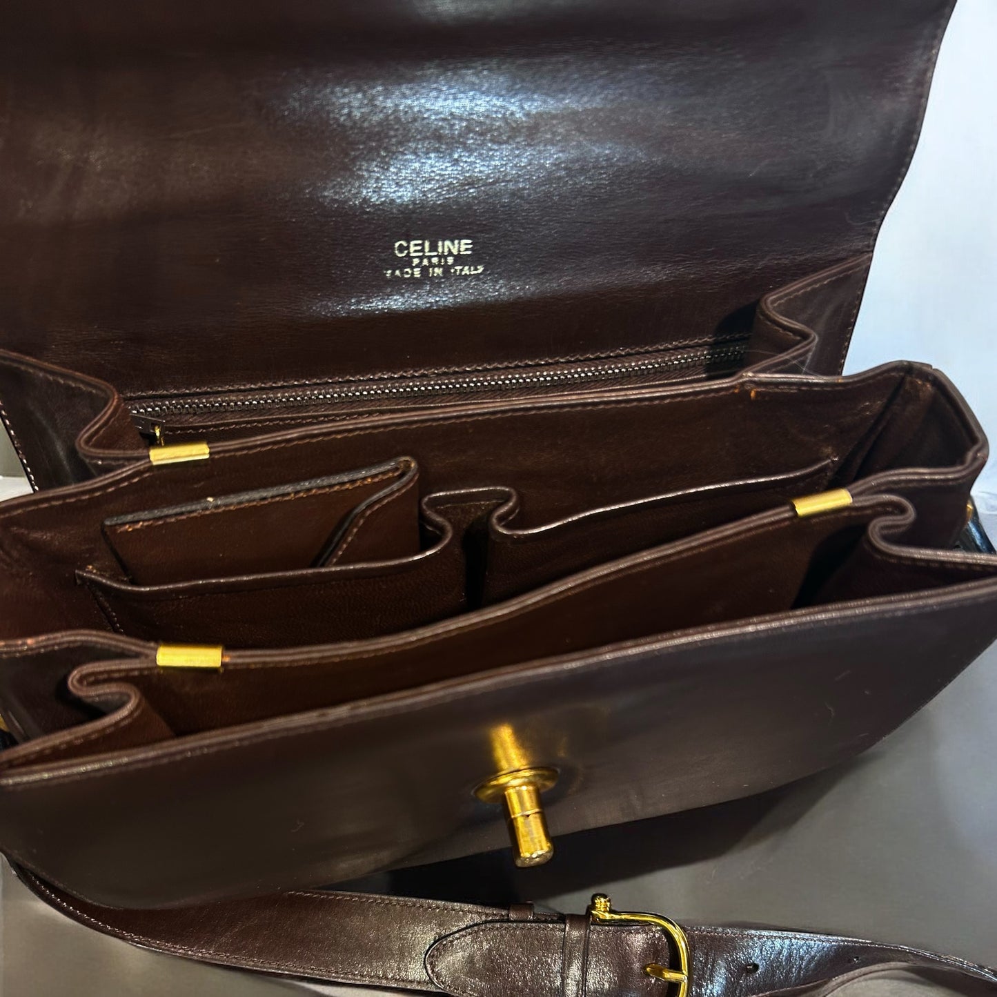 Vintage Celine Chocolate Brown Shoulder Bag – 1990s