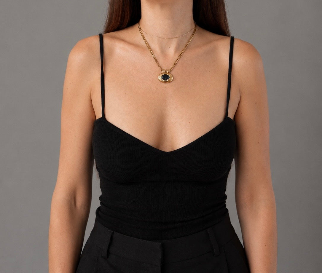 Vintage Nina Ricci Blue Crystal Pendant Necklace |1990s