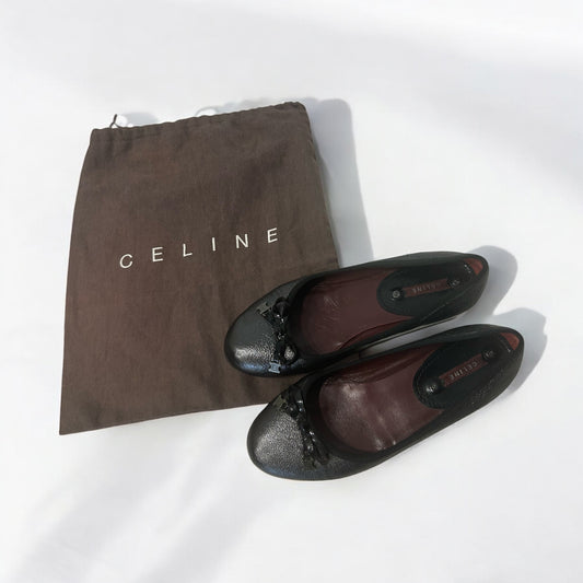 Celine metallic gray ballet flats