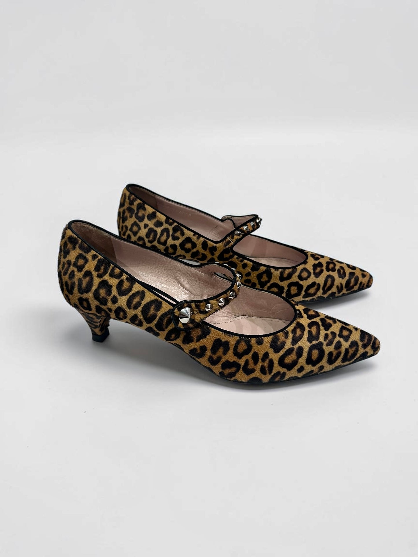 Miu Miu Leopard Print Calf Hair Kitten Heel Pumps|2010