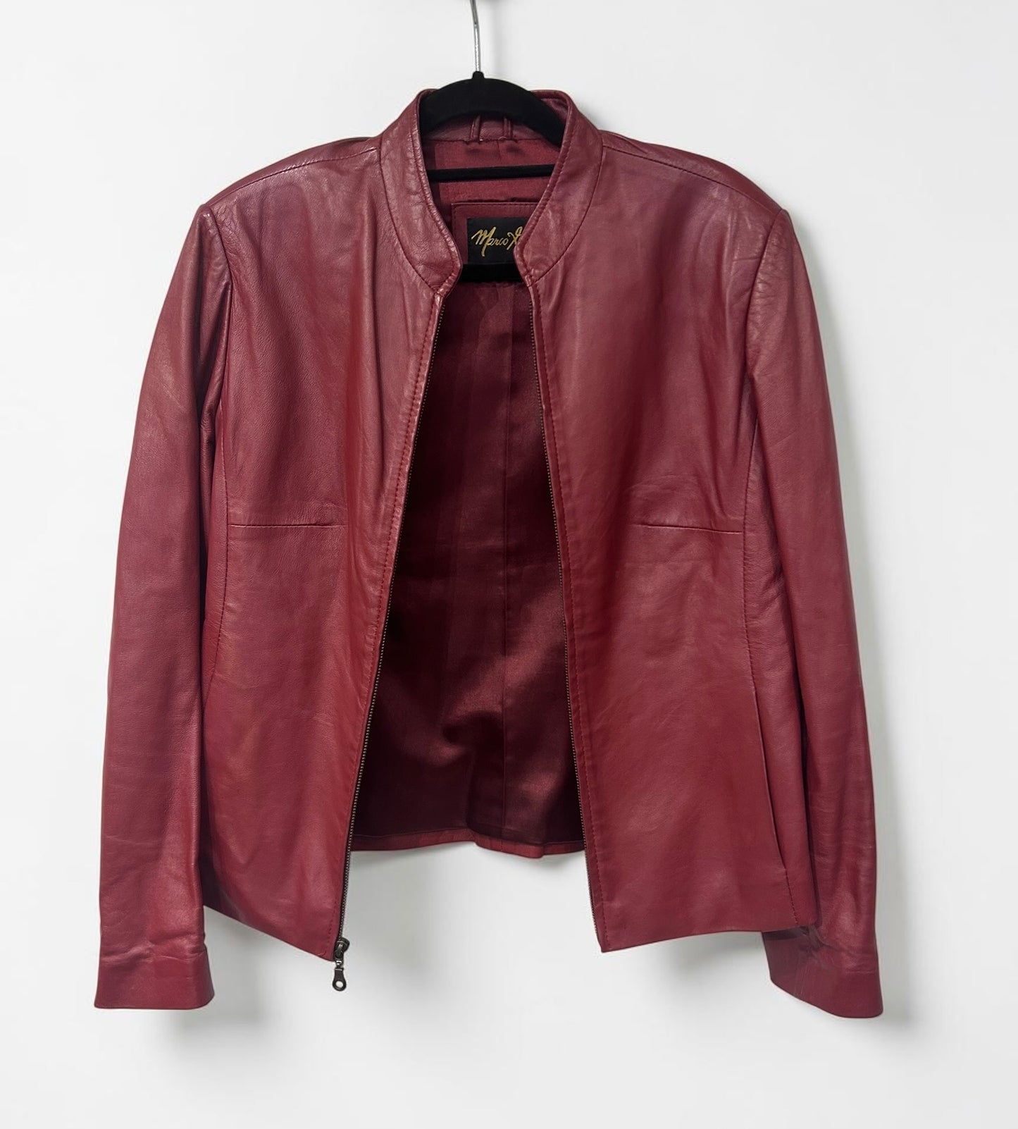 Vintage Burgundy Leather Jacket|2000s