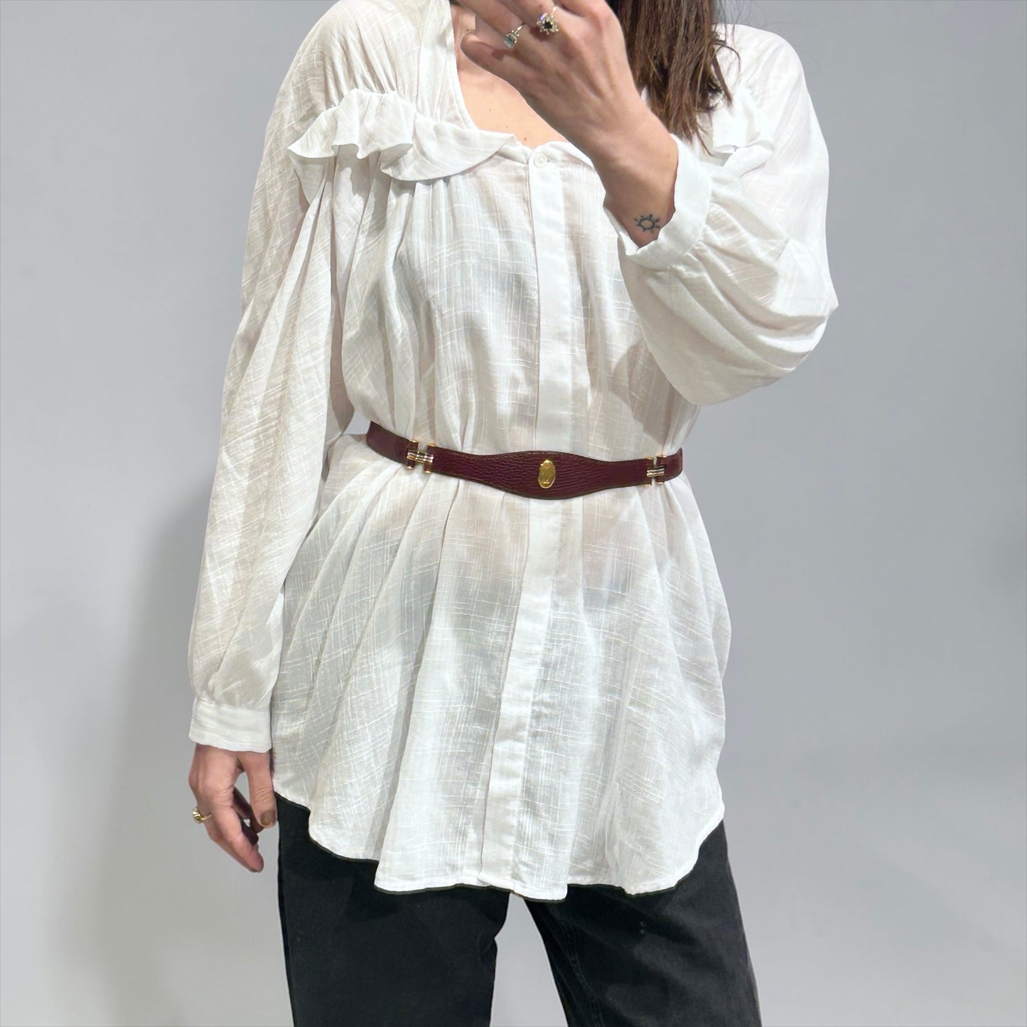 See by Chloé White Ruffle Blouse