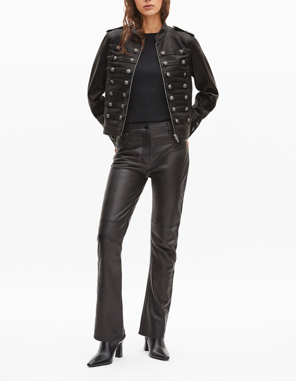 The Kooples Officer-Style Leather Jacket