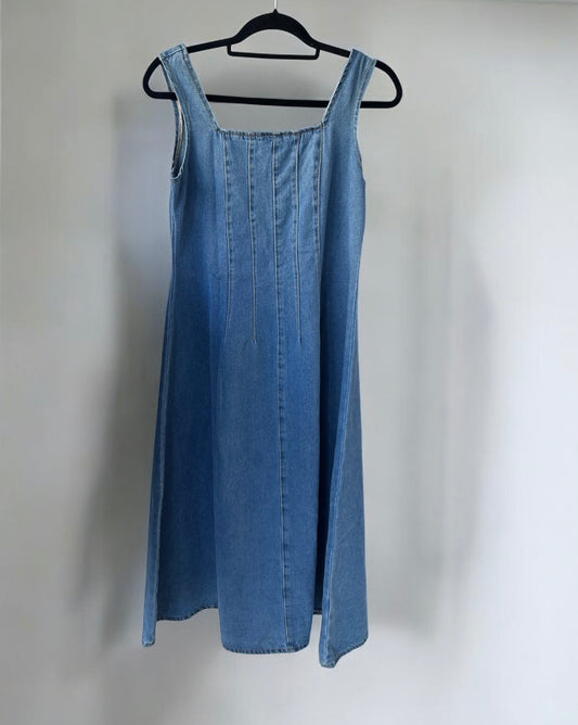 1990s Vintage Denim Sleeveless Dress