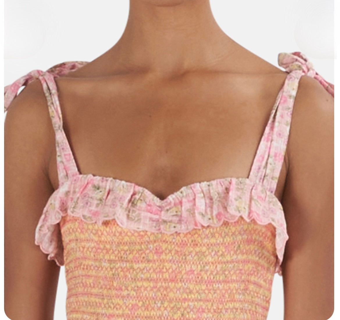 LoveShackFancy Smocked Floral Mini Dress in Pastel