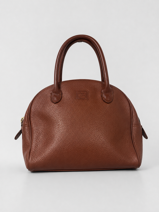 Vintage Burberry Brown Leather Dome Handbag | Late 1990s – Early 2000s