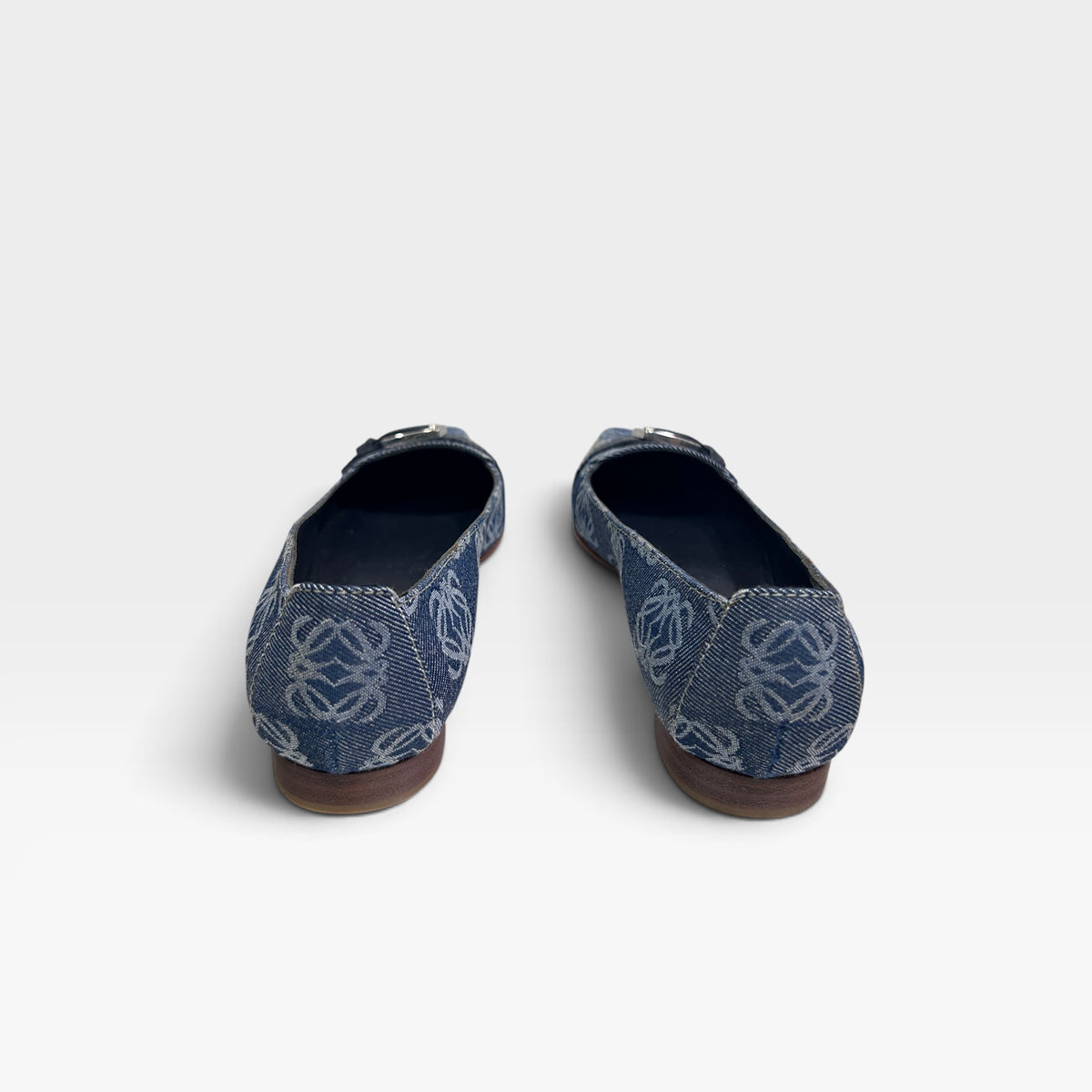 Vintage Loewe Anagram Monogram Buckle Flats | Early 2000s
