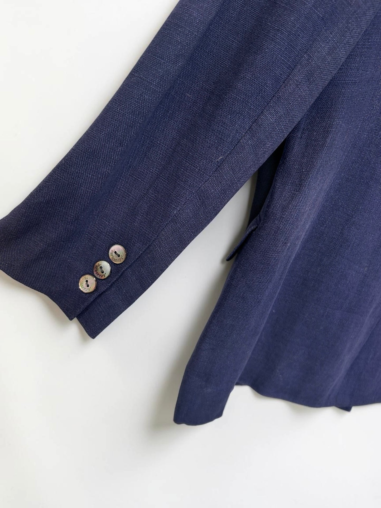Vintage Burberry Blue Linen Double-Breasted Blazer| Mid 1990s