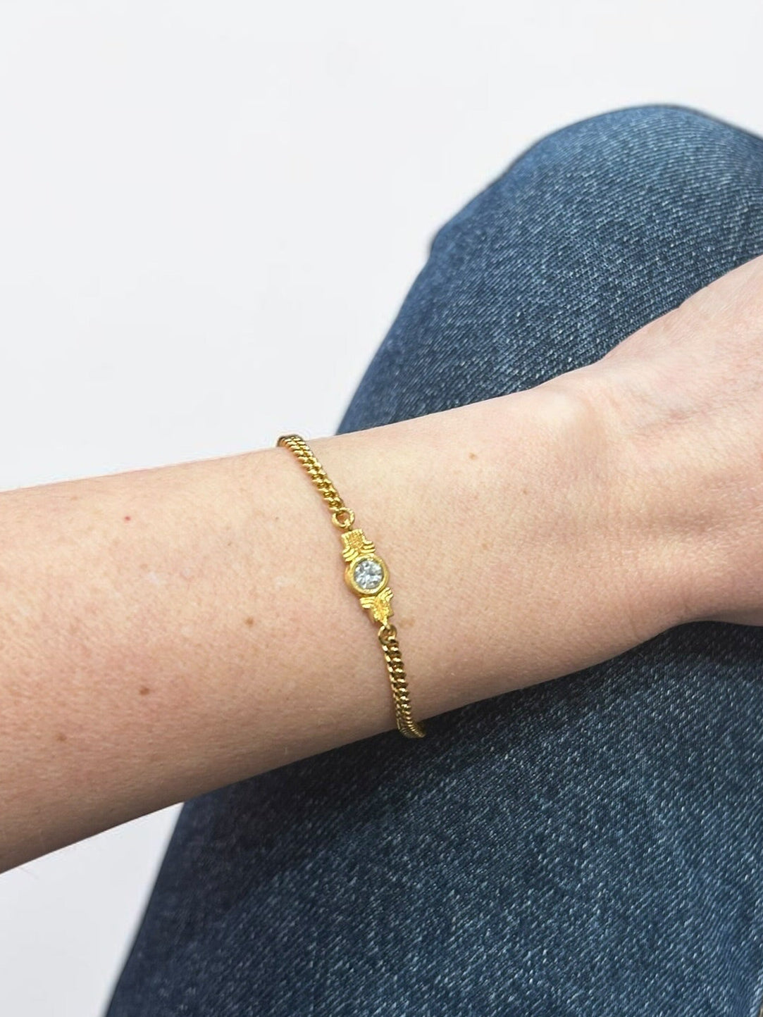 Lanvin Gold Plated Bracelet with Crystal Detail|90s