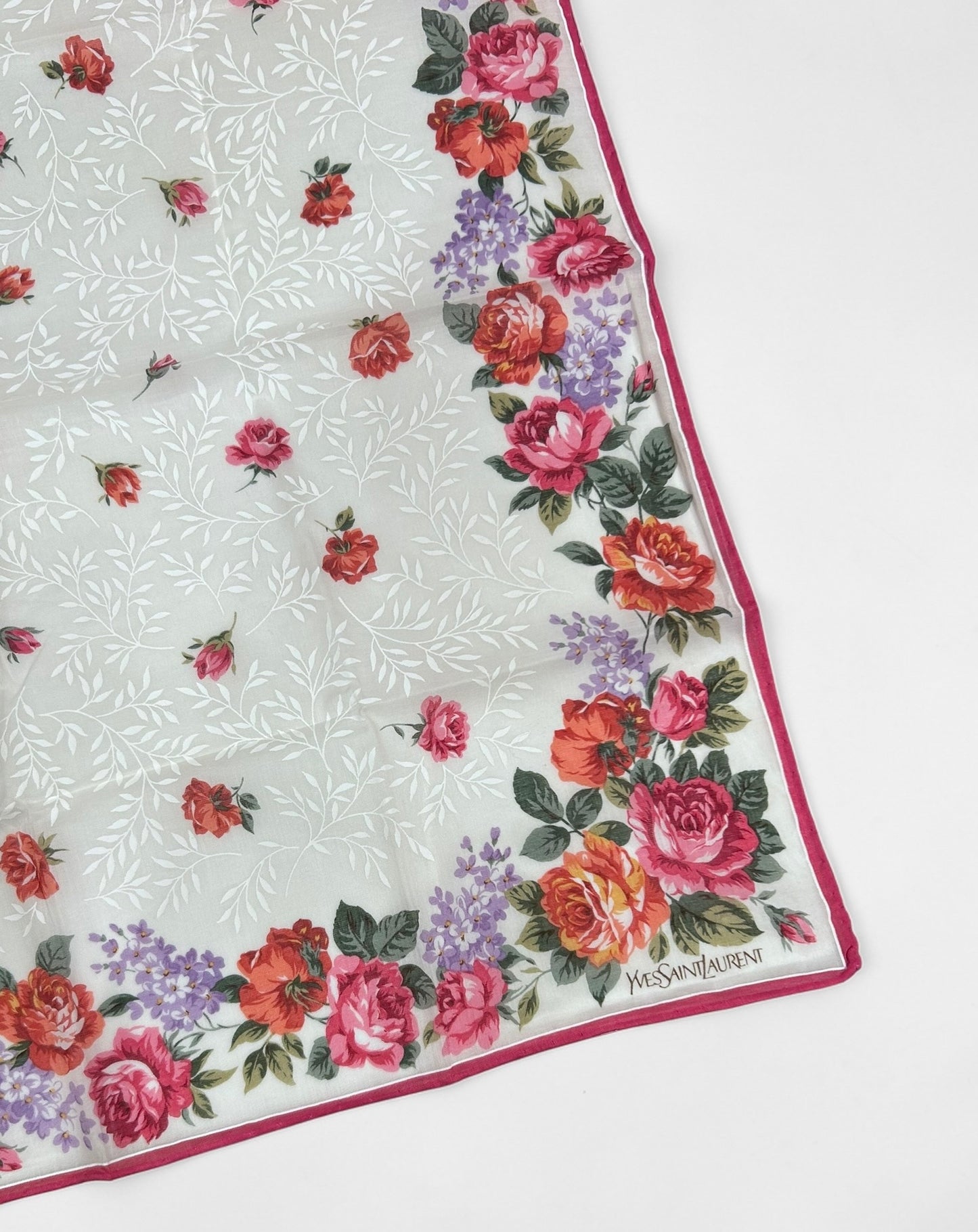 Vintage Yves Saint Laurent Floral Silk Handkerchief