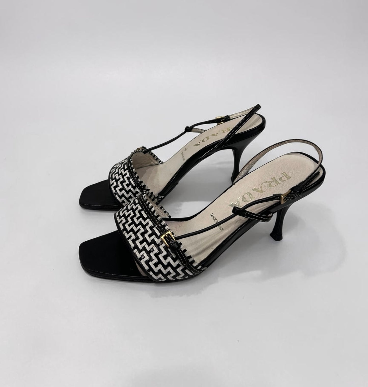 Prada Woven Leather Slingback Heels