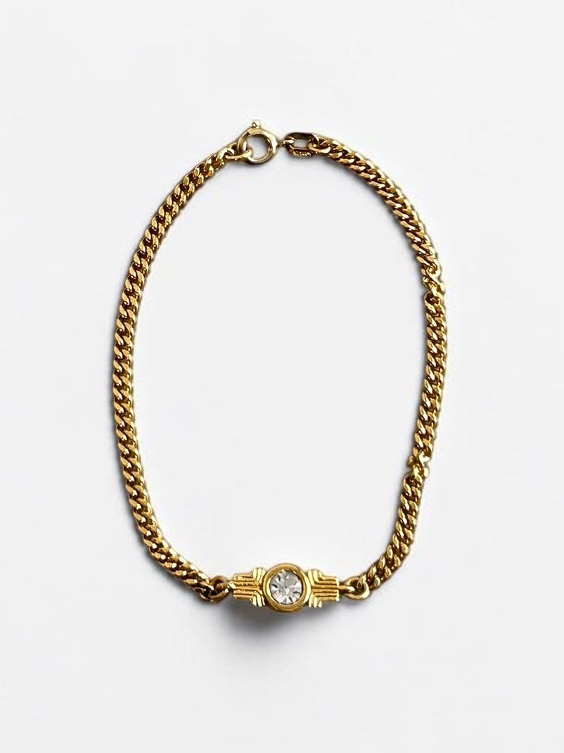 Lanvin Gold Plated Bracelet with Crystal Detail|90s