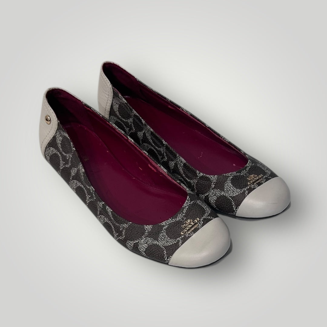Coach Signature Canvas & Leather Ballet Flats
