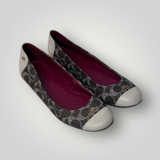 Coach Signature Canvas & Leather Ballet Flats