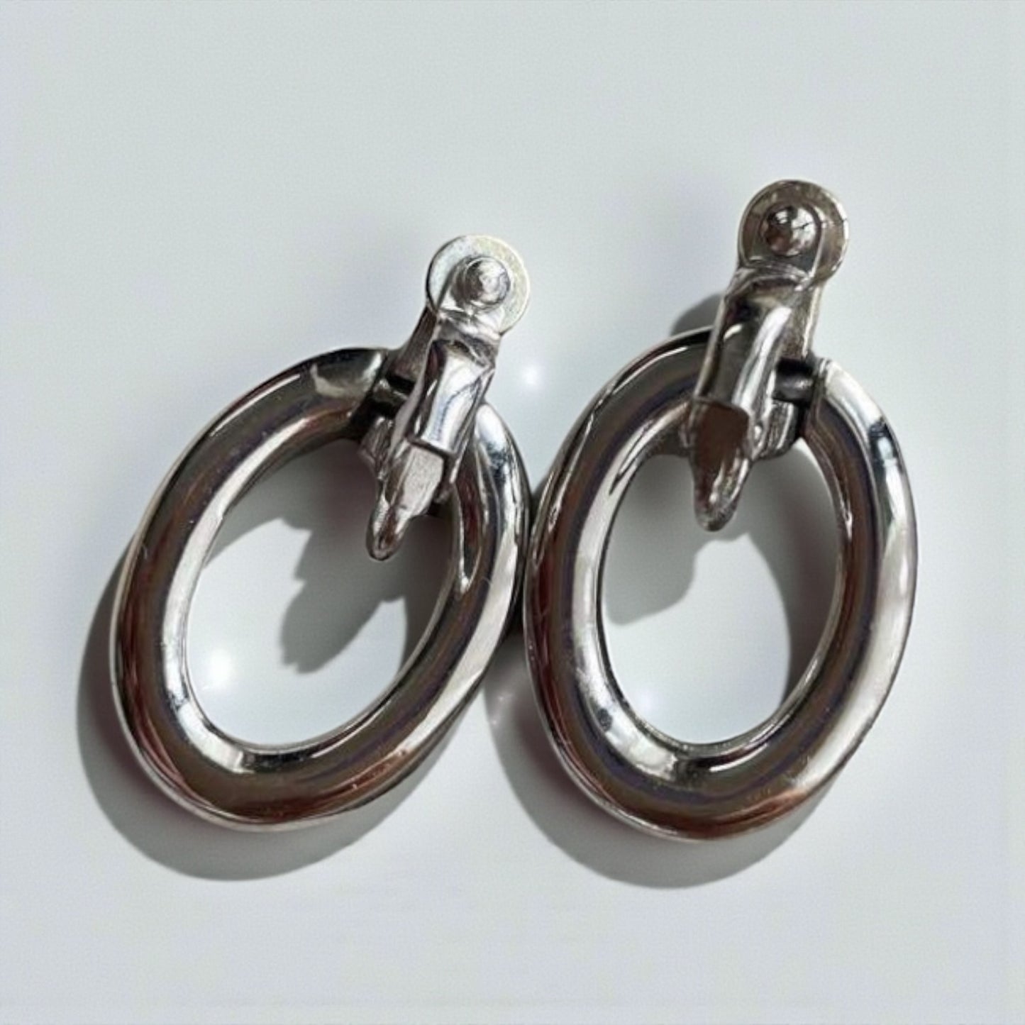Givenchy Vintage Silver Oval Link Earrings