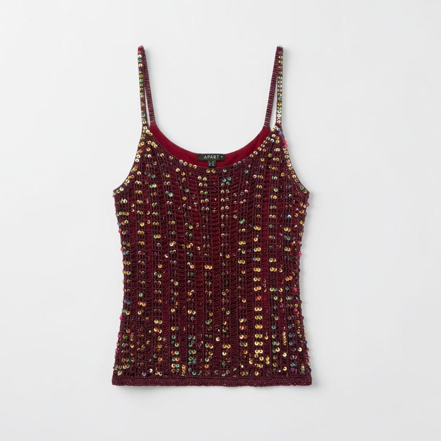 Y2K APART Impressions Burgundy Sequin Knit Cami Top