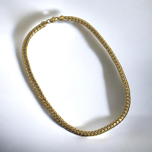 Vintage Gold-Plated Flat Chain Necklace