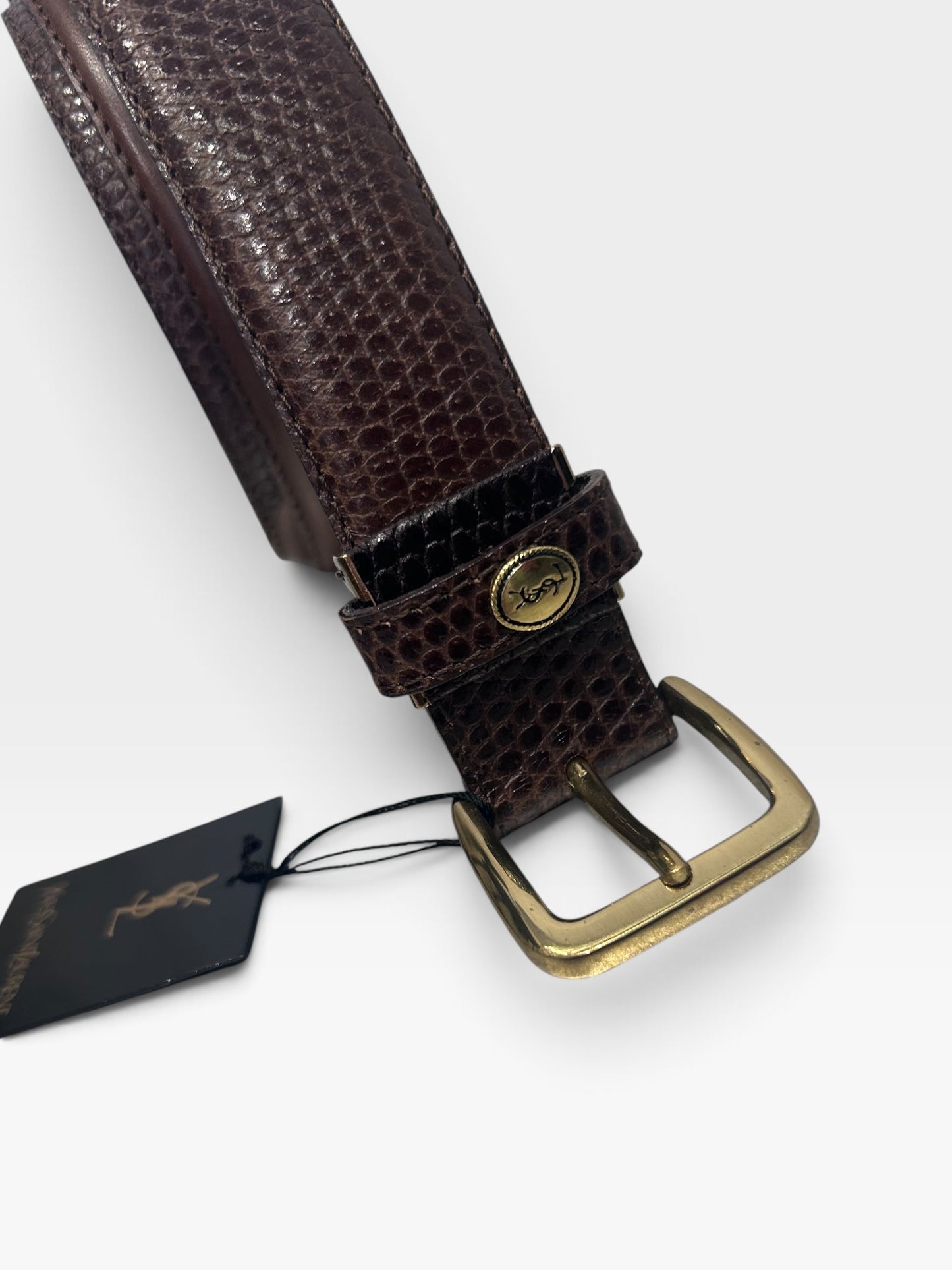 Vintage Yves Saint Laurent Brown Leather Belt | Late 1980s