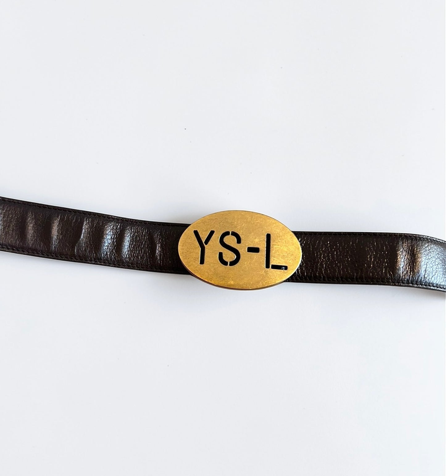 Vintage YSL Rive Gauche Oval Buckle Leather Belt – Gianfranco Ferré Era
