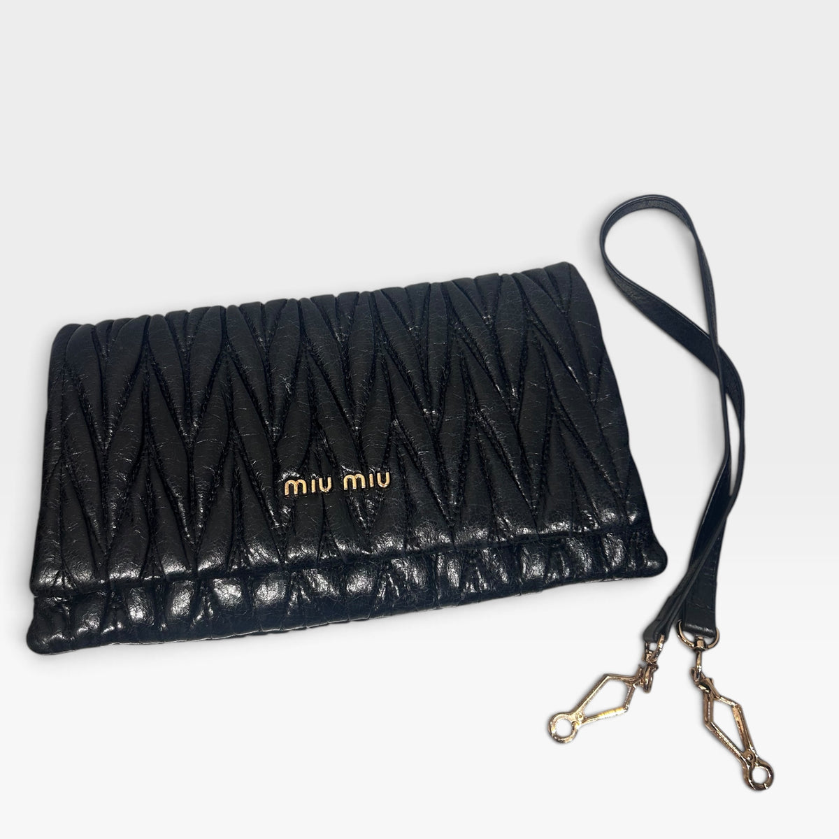 Miu Miu Black Matelassé Leather Shoulder Bag | 2000s