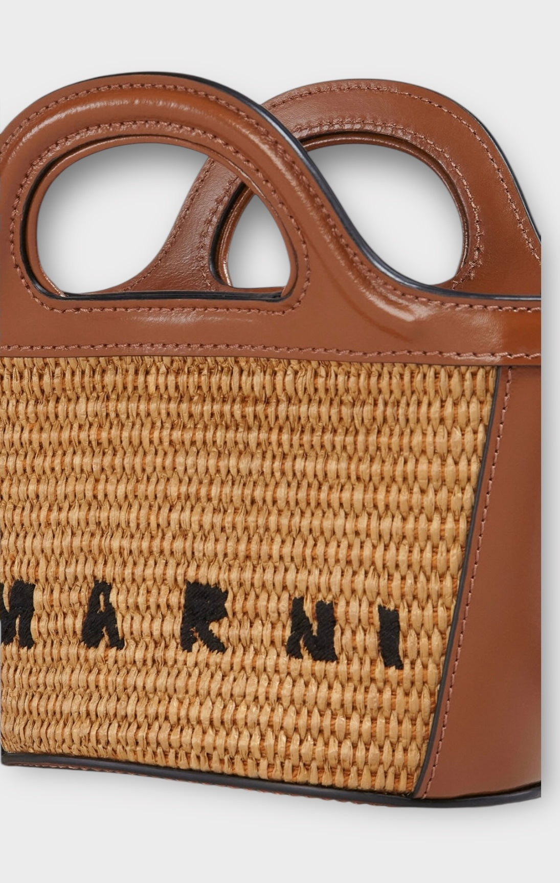 Marni Tropicalia Micro Bag in Brown Leather and Raffia