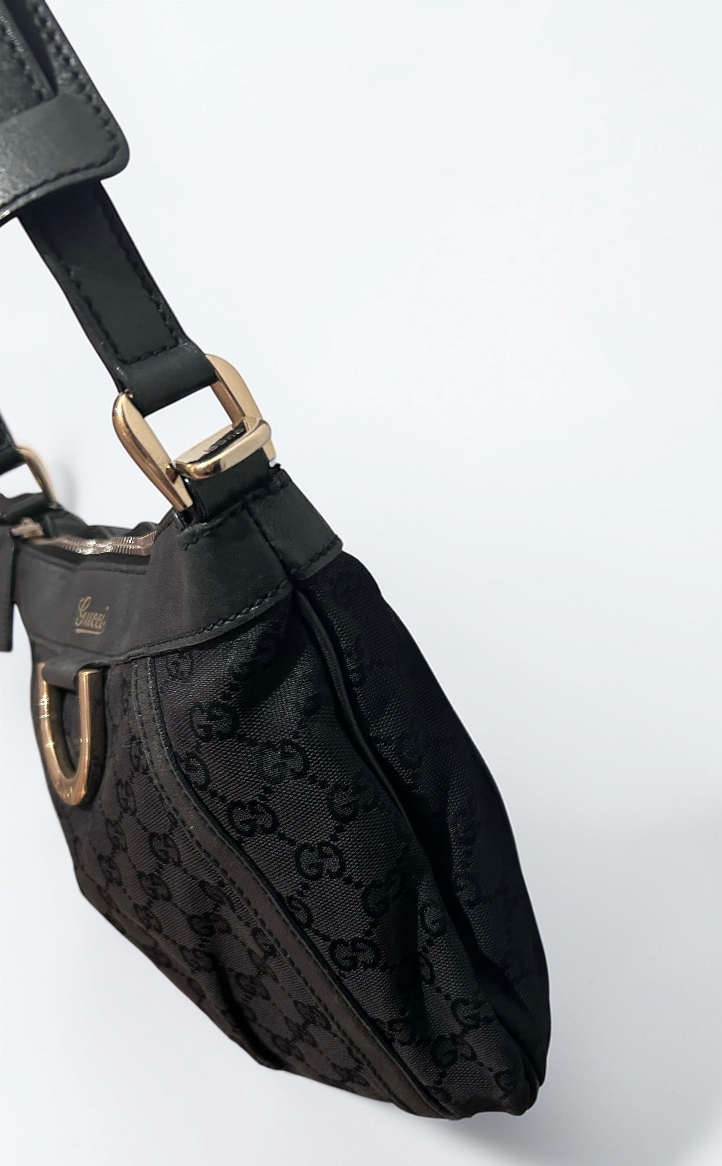 Gucci Black Monogram D-Ring Shoulder Bag |Mid 2000s