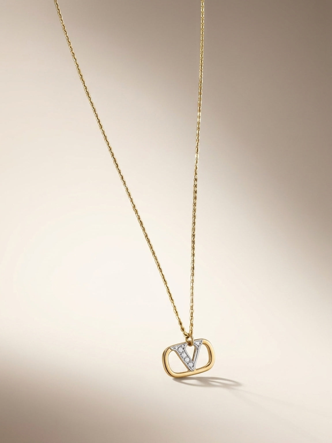 Vintage Valentino Gold Plated Pendant Necklace | 1990s